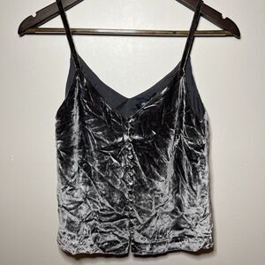 Madewell Velvet Button Down Cami Women's Size 0‎ Gray Cropped Tank Top